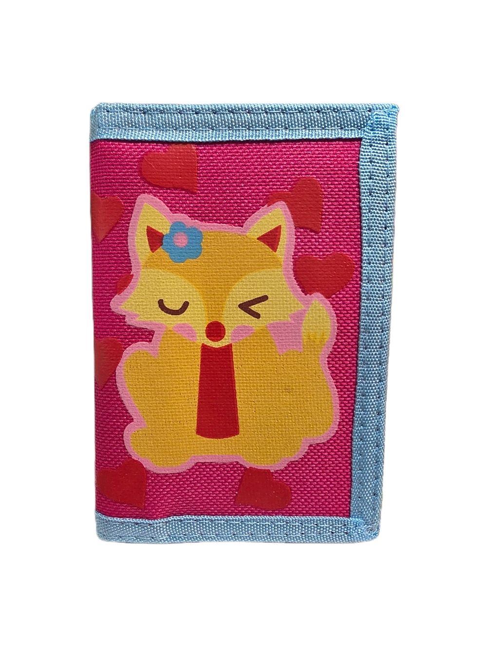 Pink Fox Canvas Trifold Kids Wallet with RFID Protection